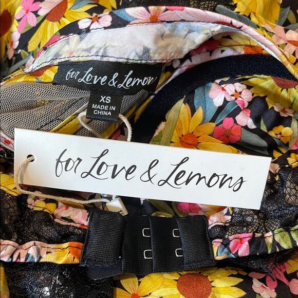 FOR LOVE & LEMONS Sylvia Floral Puff Sleeve Lace Bustier Maxi Dress Size XS - Picture 11 of 12